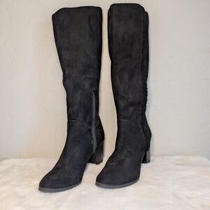 Melrose Ave Knee-High Boots | Size 8.5 | Black Faux Suede | 3" Block Heel